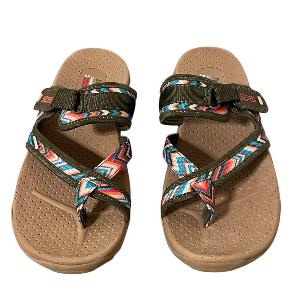 Skechers Olive and Multicolor Outdoor Lifestyle Strappy Sandals Women’s 9.5